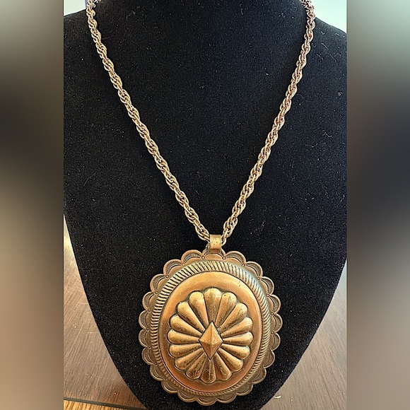 Vintage 25” Signed Van Dell Copper Necklace with Hand-Etched Copper Pendant - Picture 1 of 6